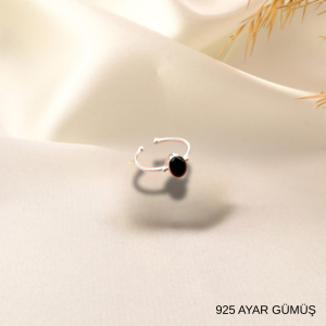 Oniks Taşı Gümüş Yüzük - 925 Ayar Ayarlanabilir | Tesbih Marketi