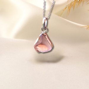 Ham Pembe Kuvars Kolye - 925 Ayar Gümüş Zincirli | Tesbih Marketi