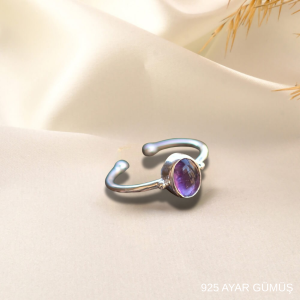 925 Ayar Gümüş Ametist Taşı Yüzük | Tesbih Marketi